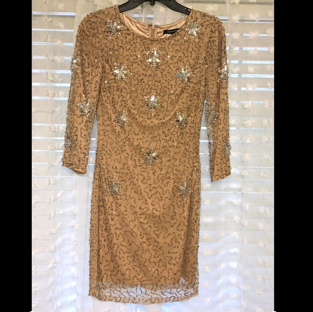 NWT Champagne/Blush Beaded Mini Dress